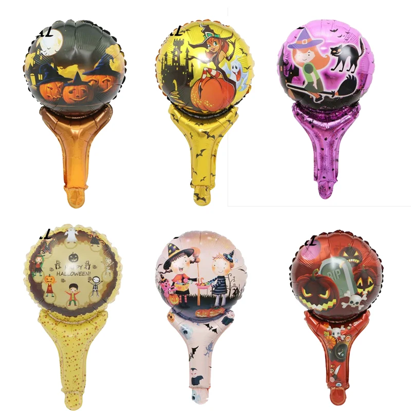 50 шт. Хэллоуин ручной воздушные шарики из фольги на палочке &quotлетучая мышь&quot