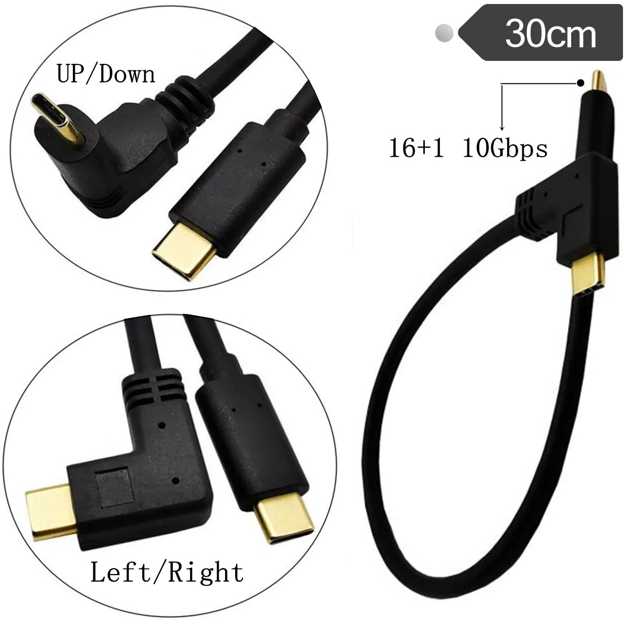 10 Гбит/с USB 3 1 USB-C 16 + 90 градусов вверх и вниз левый правый угол позолоченный
