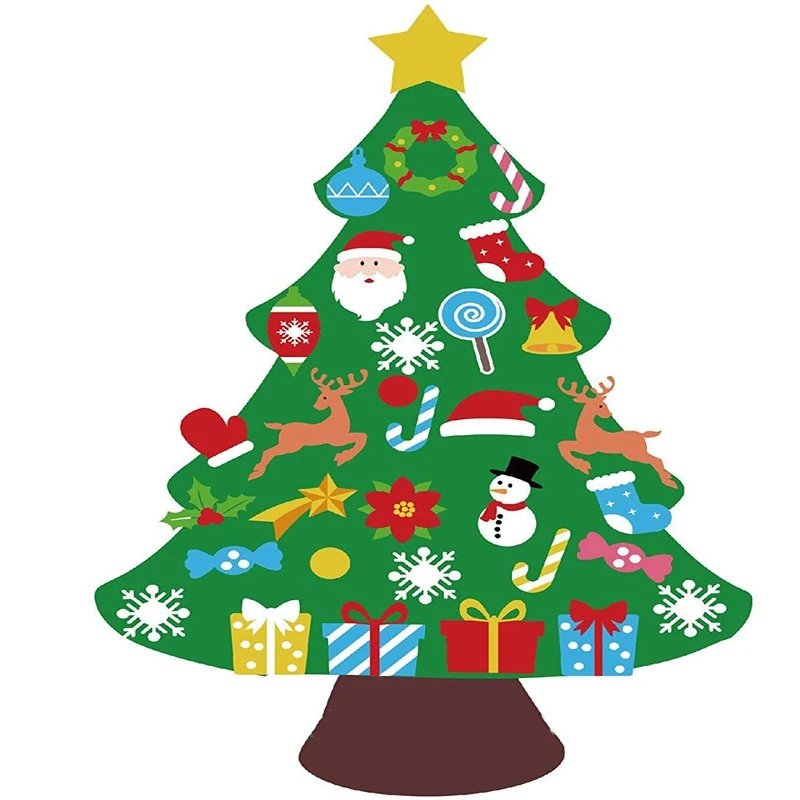 Рождественская гирлянда детская ручной работы, трехмерное дерево из фетра с подвесками.