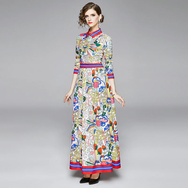 Женские дизайнерские подиумное винтажное платье 2020 осень зима с длинным рукавом