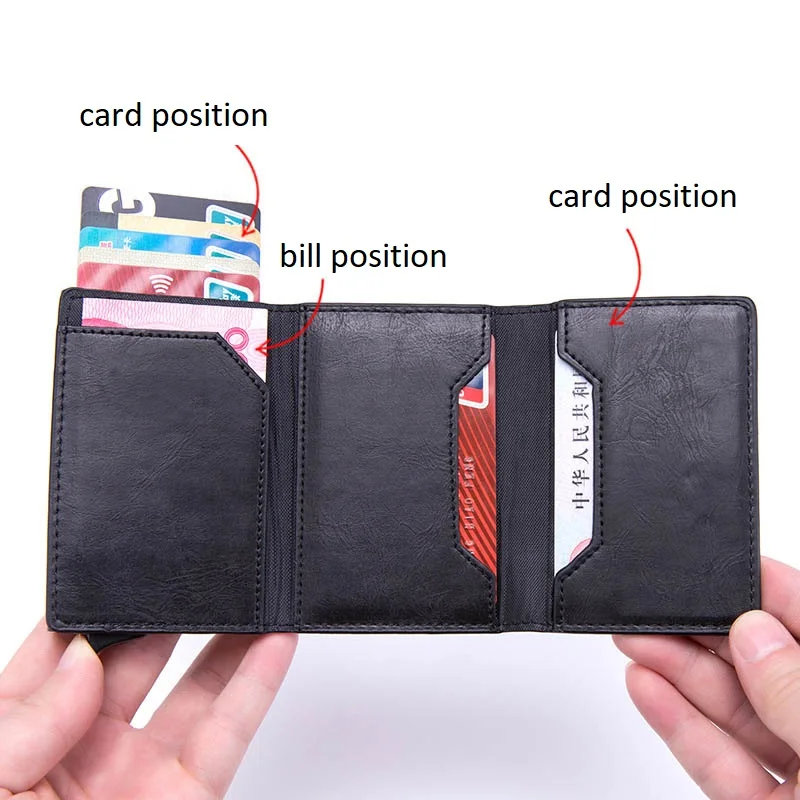 Чехол с отделением для карт и Rfid-защитой мужчин женщин кожаный металлический