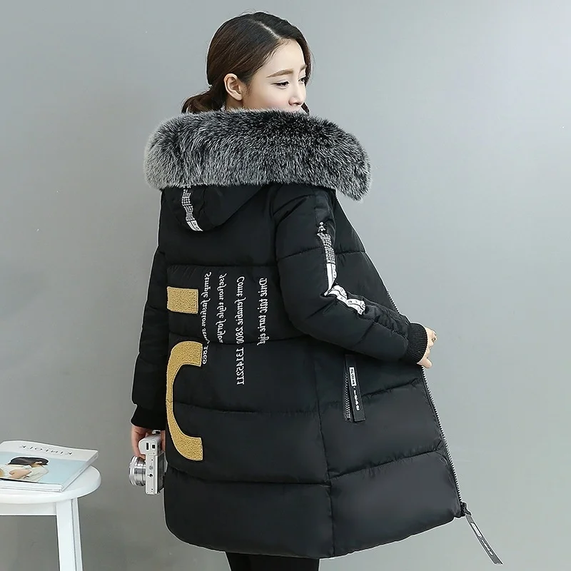 

2021 winter new Korean version slim fit medium and long cotton clothes women's coat thickened fashion