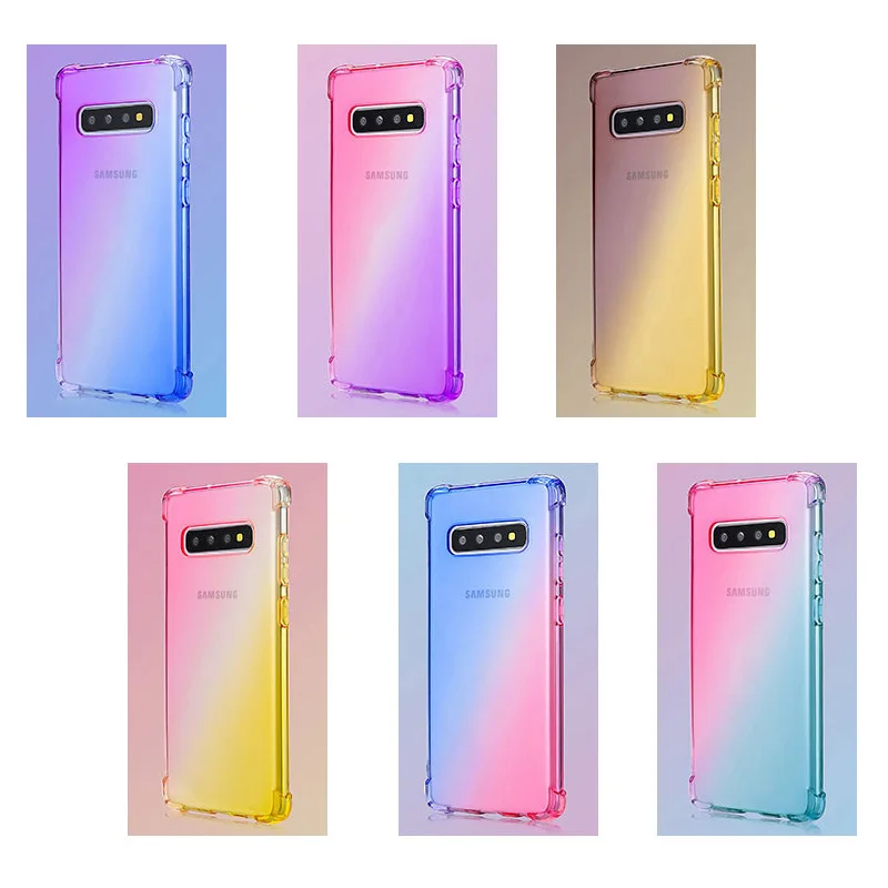 Роскошный мягкий чехол из ТПУ с градиентом для Samsung Galaxy S10 Plus S9 S8 Note8 Note9 Note10 Pro A90 A80