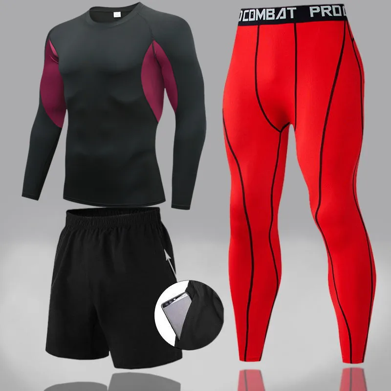Компрессионный мужской спортивный костюм Мужская футболка для тайского бокса