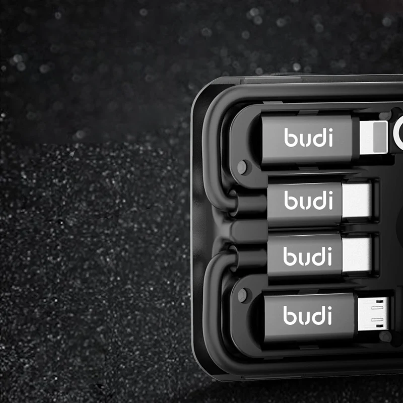 BUDI 8 в 1 кабель с разъемами типа C и Micro USB адаптером для хранения Коробка iPhone Lightning TF