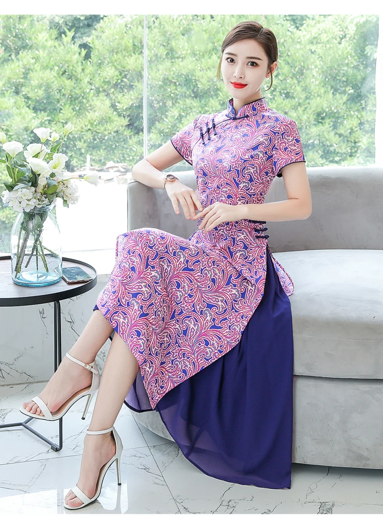 Традиционное китайское qipao вьетнамский стиль женское платье из двух частей|Одежда Азии и островов Тихого