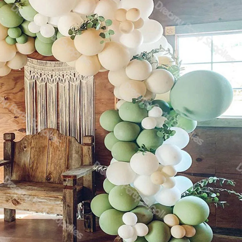 

Balloons Garland Arch Sand Sage Green Ballon Kit White Globos Baby Shower Birthday Wedding Party Decoration Supplies Background