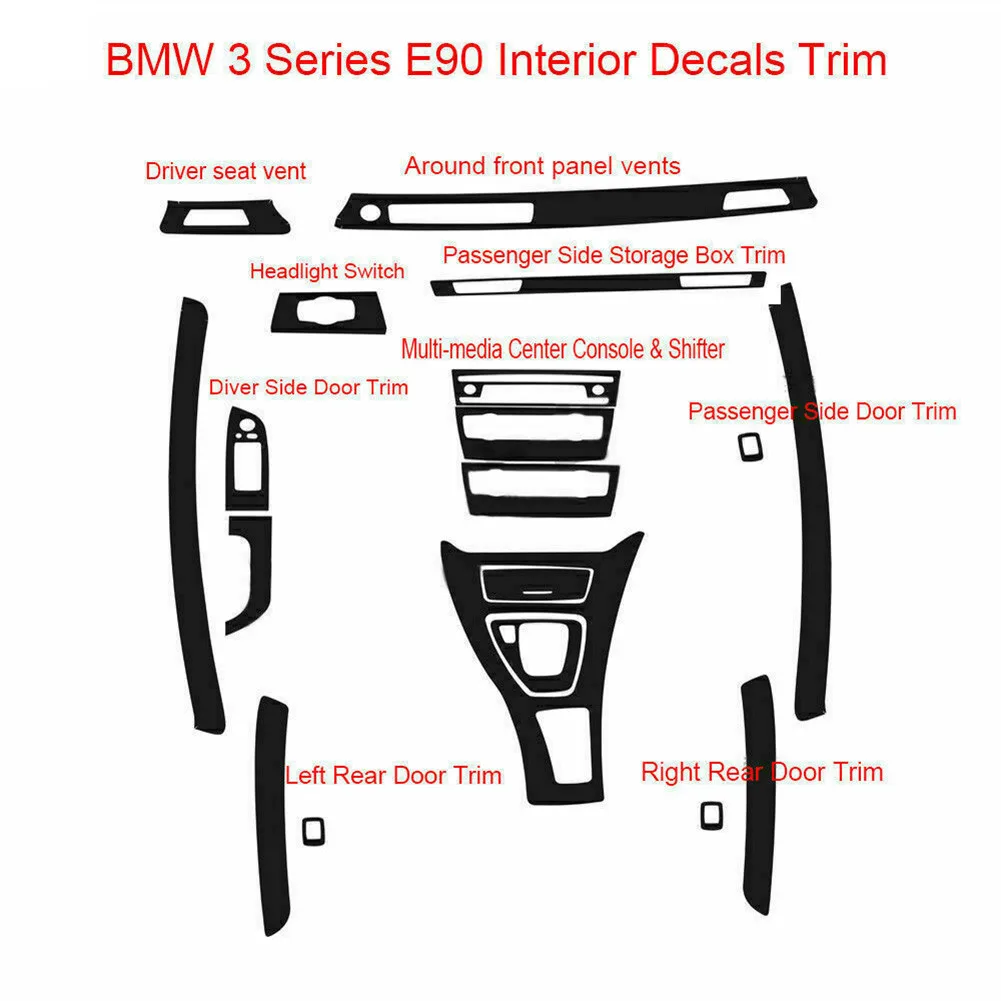 

5D Interior Sticker Accessory Car Decal For BMW 3-Series E90 2005-2012 Replacement
