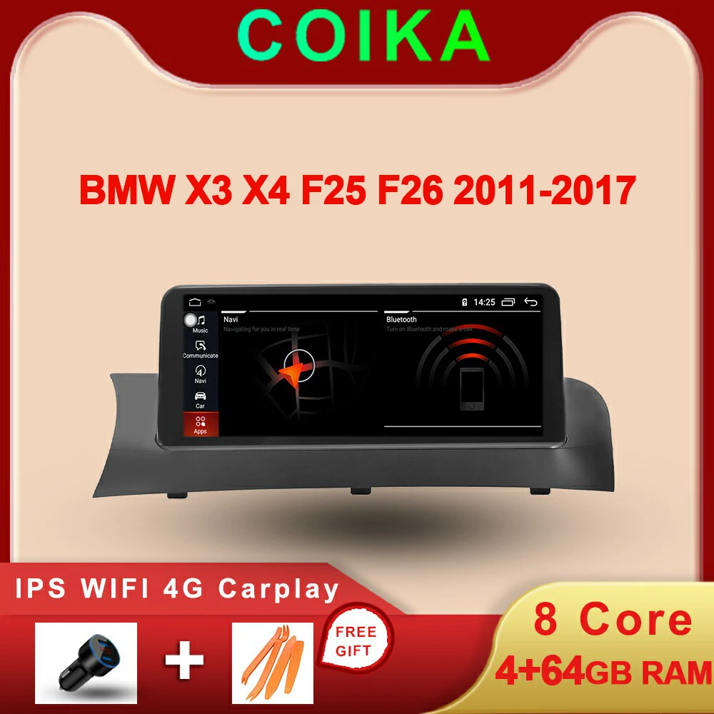 10 25 &quotВосьмиядерный автомобильный стерео для BMW X3 F25 X4 F26 2011 2017 Android 9 0 система GPS Navi