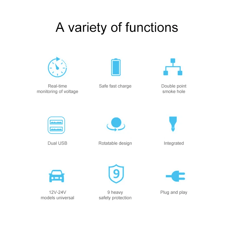 Универсальное автомобильное зарядное устройство А быстрая зарядка адаптер со