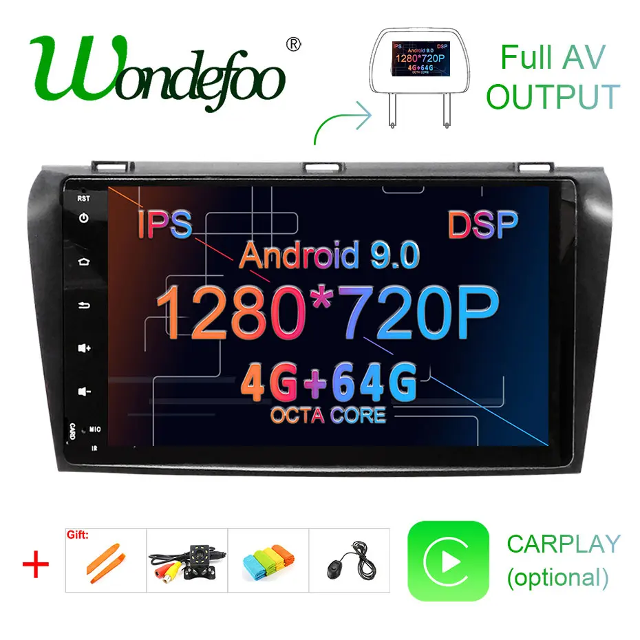 DSP IPS экран Android 9.0 4G 64G телефон для Mazda 3 9 0 2003 стерео навигация задняя система без DVD