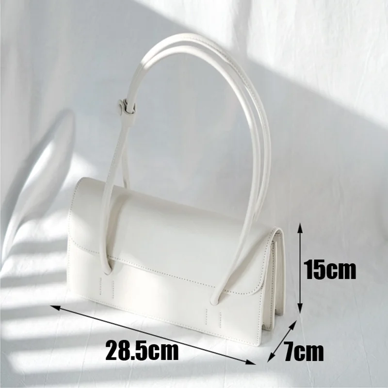 

EUMOAN White leather shoulder bag, women's vintage large-capacity handbag, fashion casual women's bag