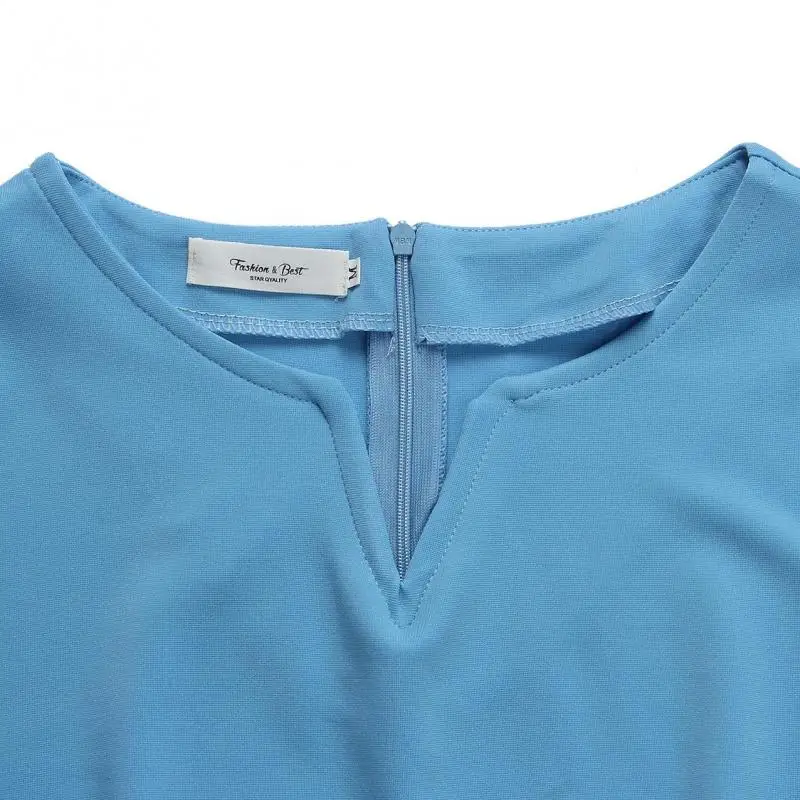 

HIJABUSS Summer New Style Light Blue V-neck Slim Tight-fitting High-waisted Plus Size Dress African Temperament Women's Clothing