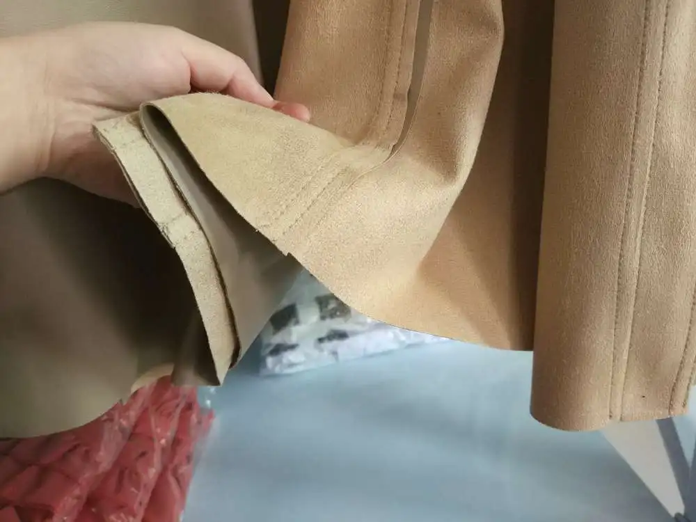 

SHENGPALAE 2021 new spring turn-down collar PU leather single breasted waist belt confortable trench coat female fashion YG625