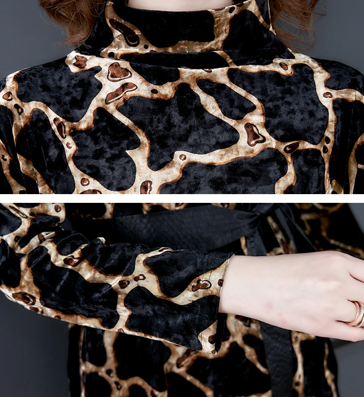 

Middle Aged Dress Women Leopard Ladies Dresses Spring Autumn Robe Longue Femme Fragrance Sashes Vestido De Mulher