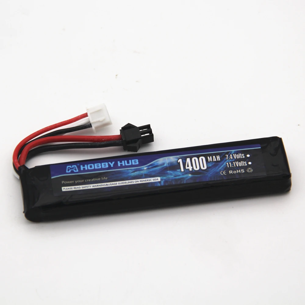 Hobby Hub 1400mAh Lipo battery 7.4V 2S 30C Tamiya For Mini Airsoft Gun BB Model Air Pistol RC Parts AKKU | Электроника
