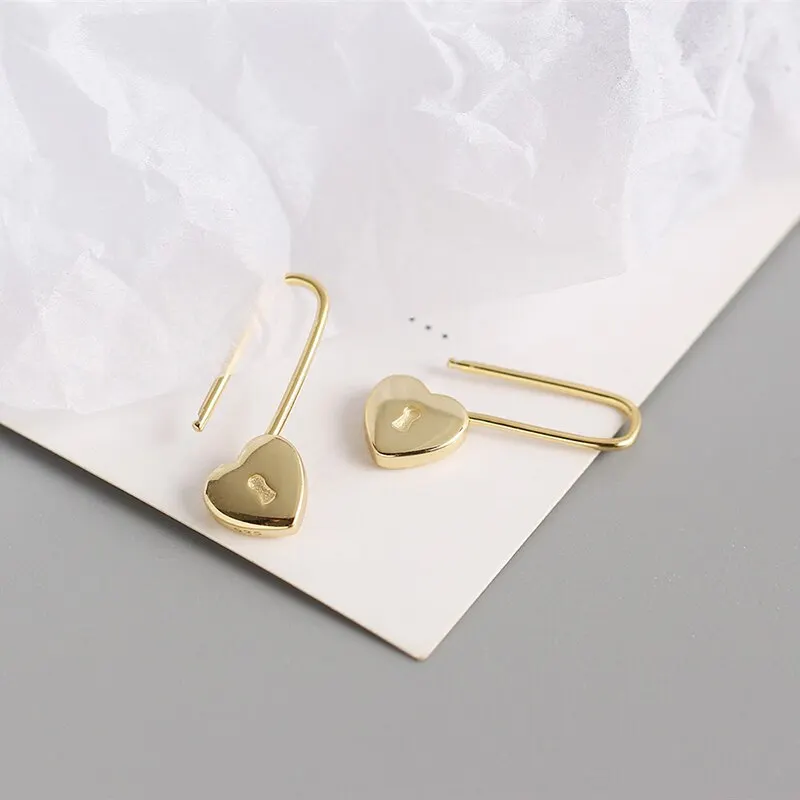 

A00931 Hot Genuine 925 Sterling Silver Pin Peach Heart Love Romantic Stud Earrings for Women Bohemian Jewelry