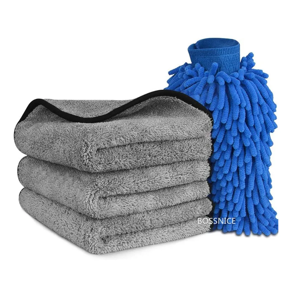 

4PCS Microfiber Car Wash Towels Mitt Kit Super Absorbent Cleaning Towels Lint Free Premium Professional Soft Microfiber Towels