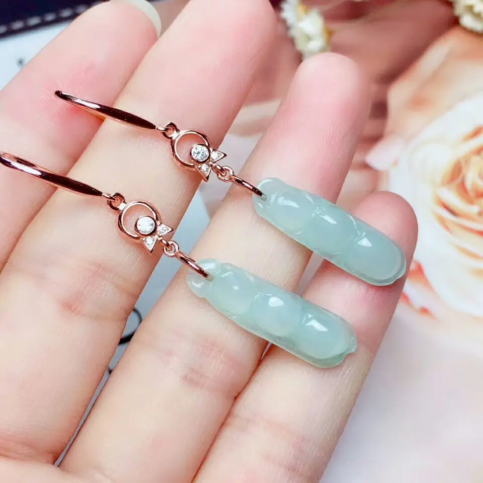 Женские серьги-подвески MeiBaPJ длинные серьги с натуральным изумрудно-зеленым