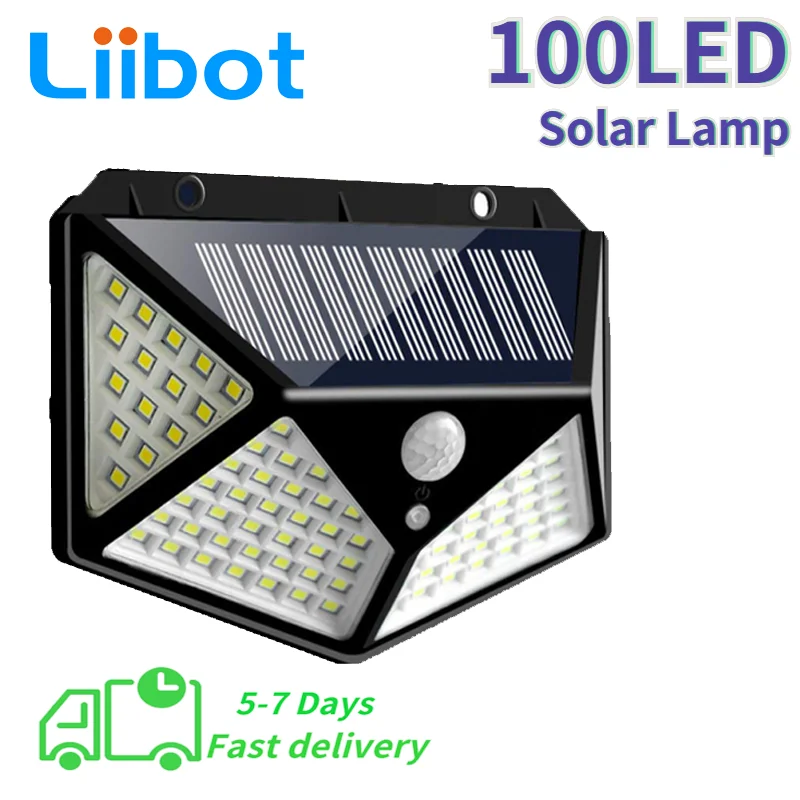 

100LED Solar Light Outdoor Solar Lamp Powered Waterproof PIR Motion Sensor Street Light 3 Modes For Garden Yard Decoration