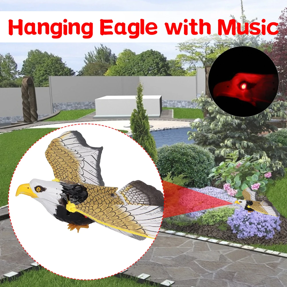 

Garden Decoration Eagle Bird Repellent Luminous With Music Flying Bird Scarer Hang Eagle Protect Plants Repel Birds Garden Decor