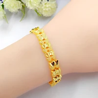 korean 14k gold bracelet for women wedding engagement jewelry double heart lucky chain bracelet yellow gold classic bracelet