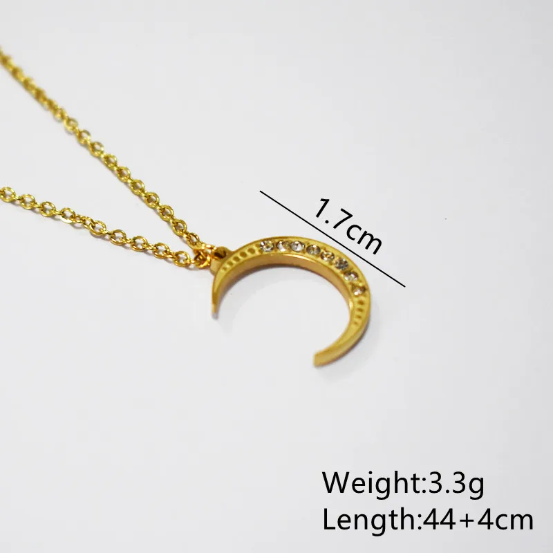 

Fashion Simple Gold Color Stainless Steel Moon Charm Necklace Delicate Clavicle Chain Zircon Necklace for Women Jewelry