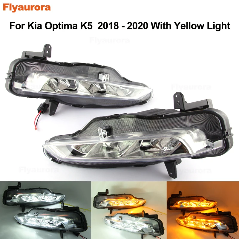 1 пара, автомобильный мигающий светодиодный дневный ходовой светильник DRL, дневный светильник, противотуманная фара для KIA Optima K5 2014 2015 2016 2017 2018 2019-20 flyaurora