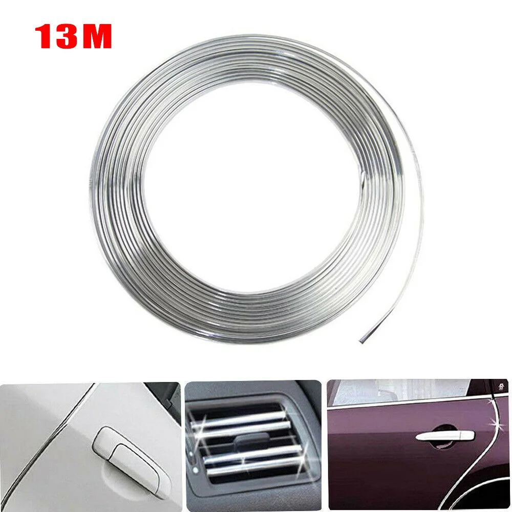 

13M Chrome Car Door Edge Guard Molding Trim Protectors Strip 42FT Silver Car Accessories Car Interior Decoration