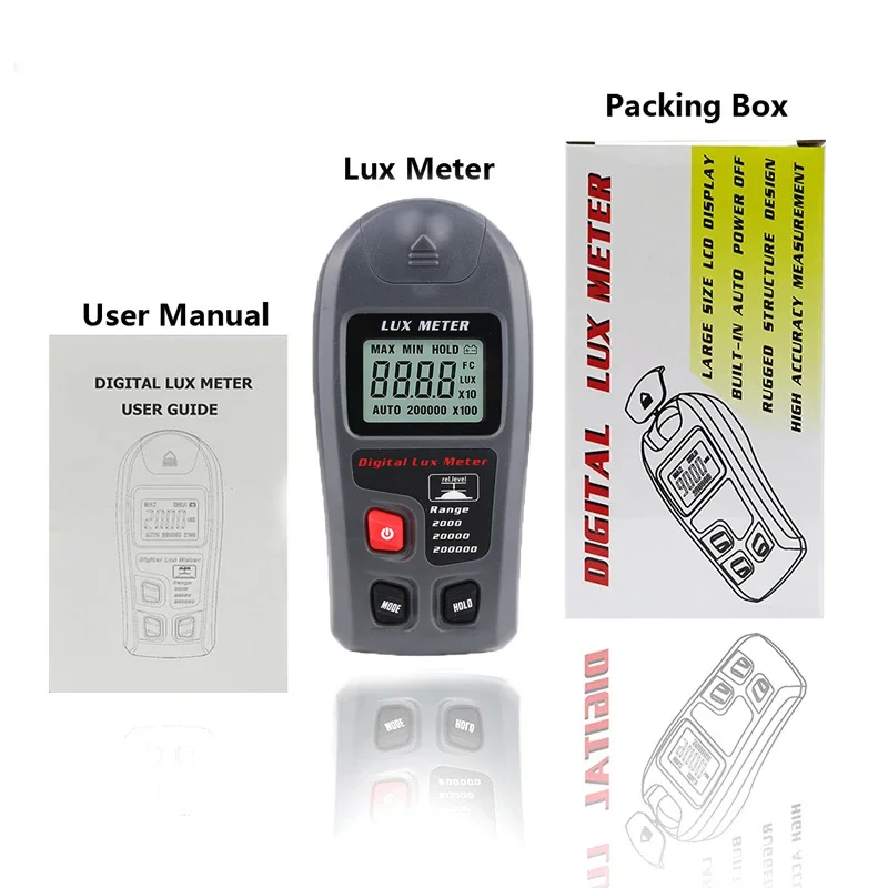 Digital LCD Display Lux meter 0~200 000lux Light Meter for Photography Luminometer photometer tester |