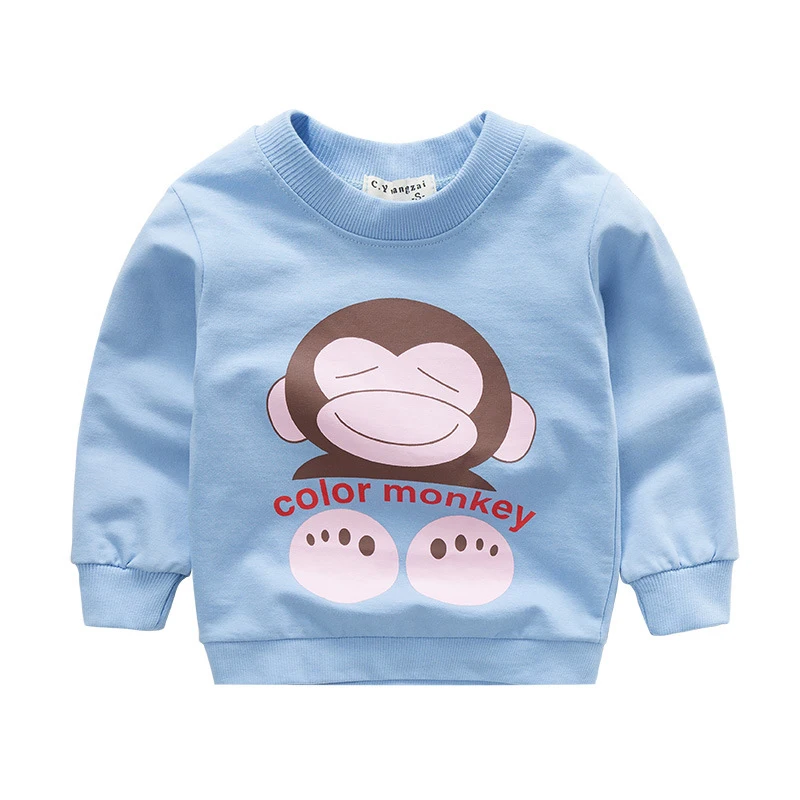 blue monkey Новинка года; сезон весна-осень; свитера для маленьких девочек; детские толстовки с капюшоном; хлопковый свитер с длинными рукавами и рисунком животных; детская футболка; одежда - Цвет: blue monkey