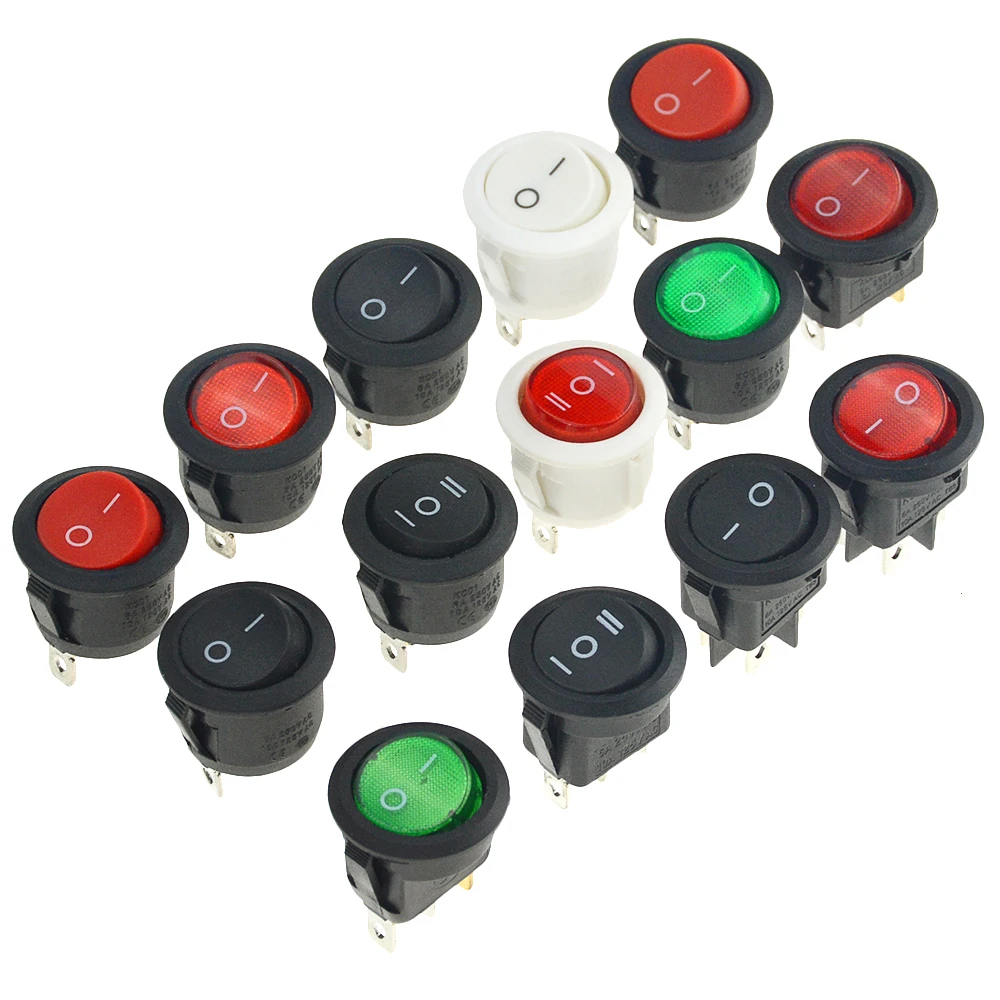 1 шт. ВКЛ./ВЫКЛ. Круглый Кулисный переключатель 6A/250VAC 20A/12VDC Пластиковый Кнопочный