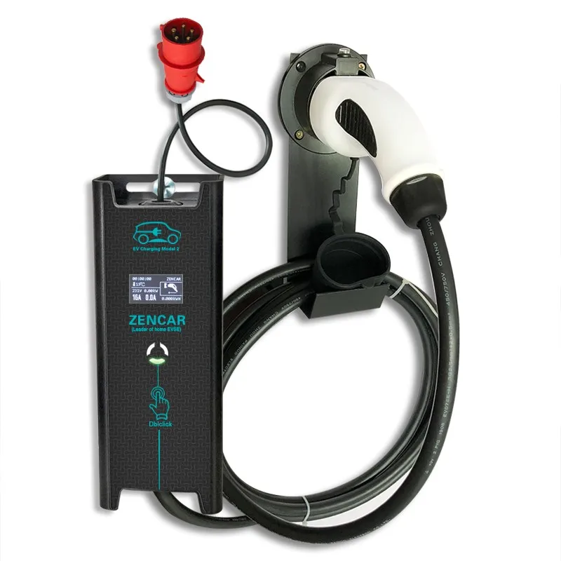 22 кВт ev зарядка портативный evse Тип 2 штекер Регулируемый 10A 16A 24A 32A 5 м черный кабель для электрического автомобиля дома зарядное устройство