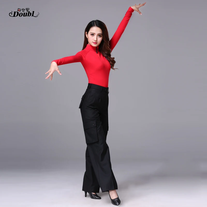 Верхняя одежда для латиноамериканских танцев с длинным рукавом красный костюм