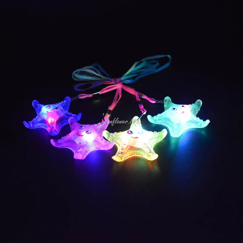20pcs Glow Light Up Pendant  Kids Toy Girls Gift Flashing Animal Starfish Necklaces Party Cosplay Birthday Wedding Festival