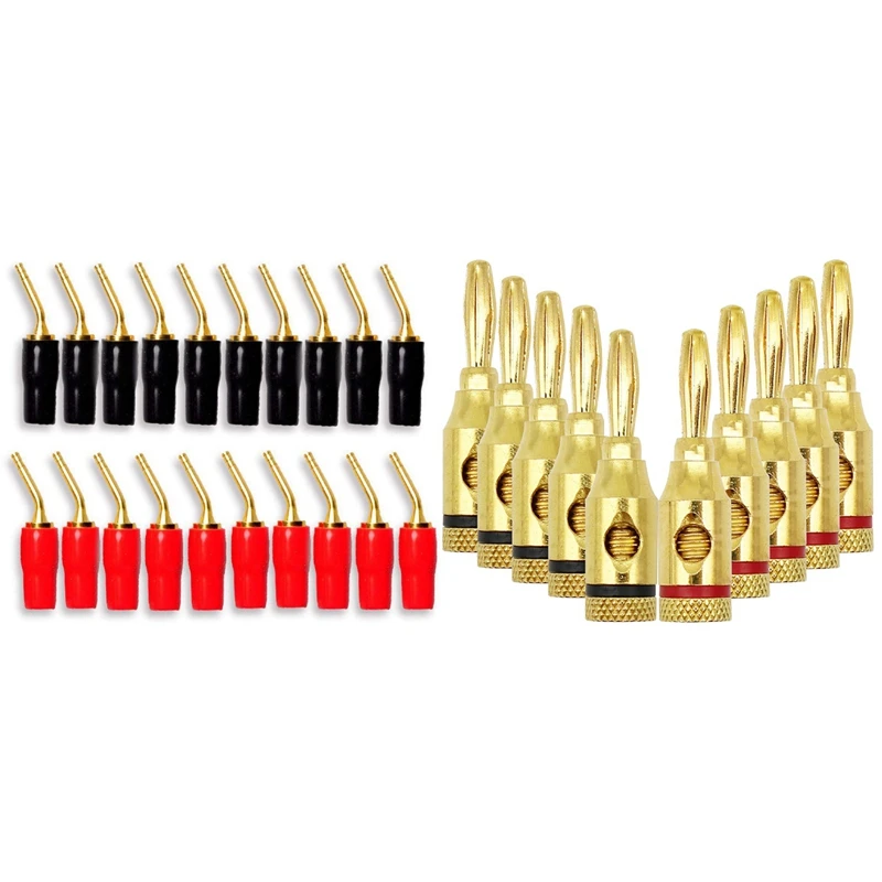 

New 10-Pair 2Mm Banana Plug Pin Screw Type, Audio Speaker Cable Connector & 5 Pairs Banana Plugs,Connectors, Open Screw Type