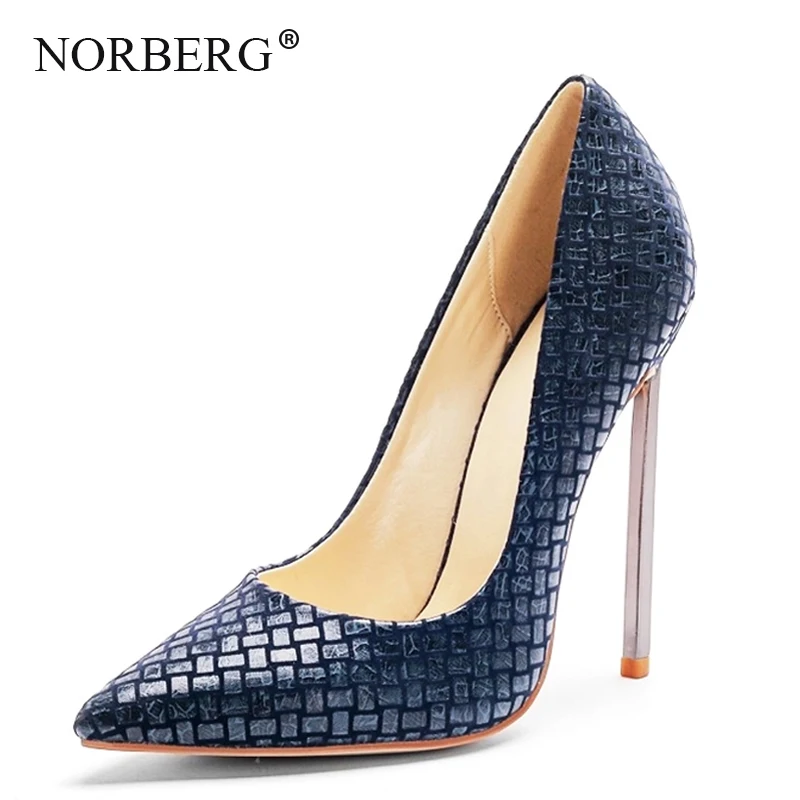 NORBERG 2019 новый узор Модные женские сексуальные красные туфли на высоком каблуке