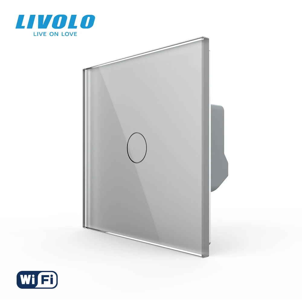 Умный сенсорный настенный выключатель Livolo Wi-Fi стеклянная панель однополюсный