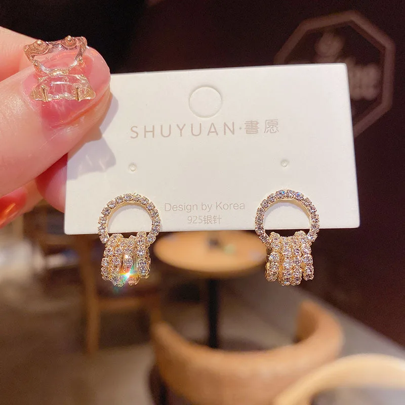 

YCQZK Gold Round Alloy Earring For Women Statement Korean Geometric Drop Earrings Wedding Jewelry Accessories2021