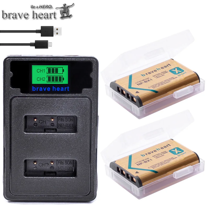 charger and 2battery 4x NPBX1 акумуляторная батарея 1600 мА/ч, NP-BX1 np bx1 NP BX1 батарея+ ЖК-дисплей зарядное устройство для sony HDR-AS100v AS30 AS15 DSC-RX100 HX400 WX350 - Цвет: charger and 2battery