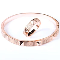 full rhinestone cz rivet creative opening bangle ring for women gifts