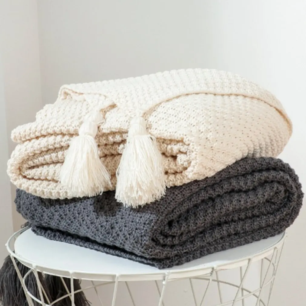 

Super Warm Soft Blankets Bedspread on the Bed Sofa Blanket Tassel Knitting Ball Wool Leisure Soft Warm Blankets for Home