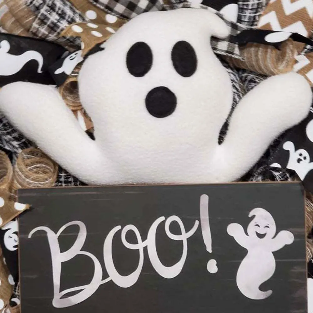 

Halloween Ghost Wreath Cute Boo Ghost Flower Ring Day Door And Window Scene Decoration Props Door Knocker Holiday DIY Decoration