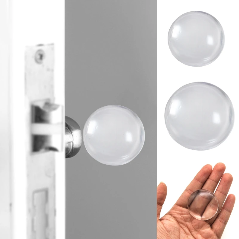 

2021 6 Pcs Transparent Door Stoppers Wall Protection Safety Shock Absorber Door Handle Bumper Wall Stickers Protectors Rubber