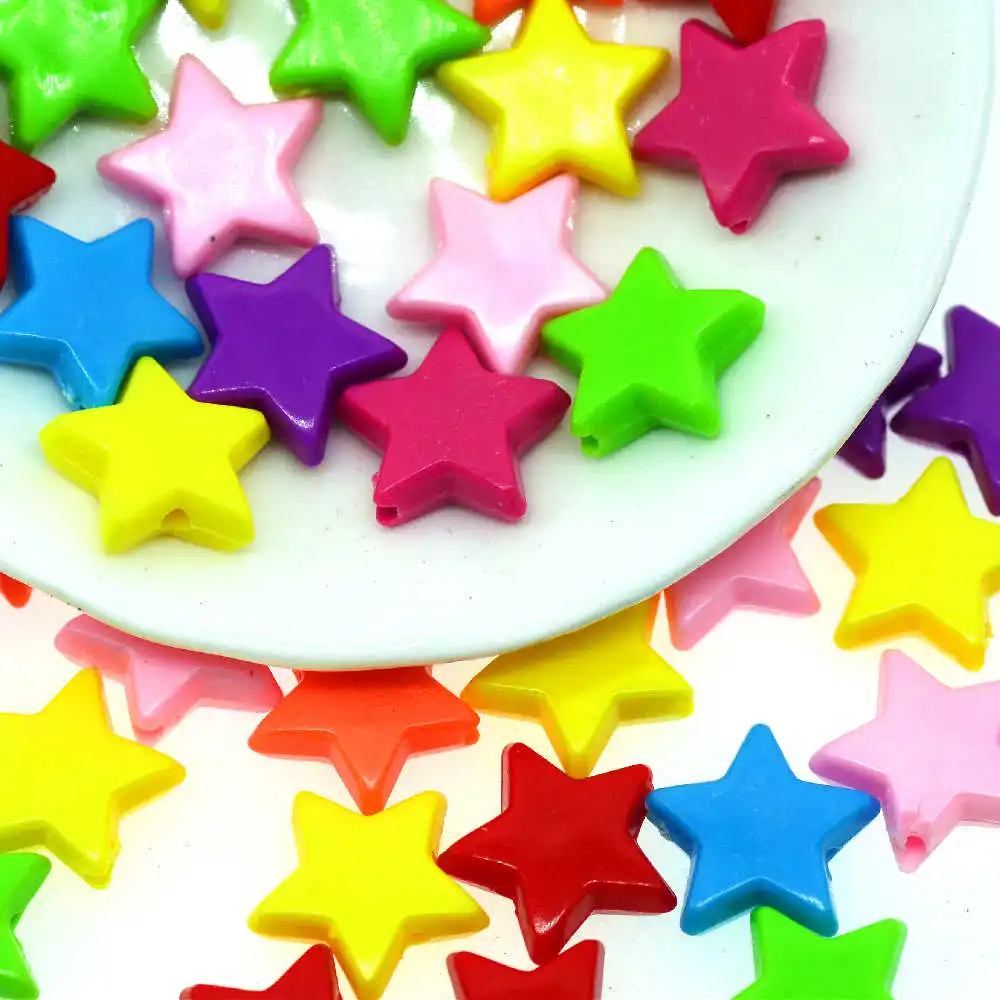 12 мм 50 шт./лот пластиковые разноцветные бусины со звездами костюм для самодельных