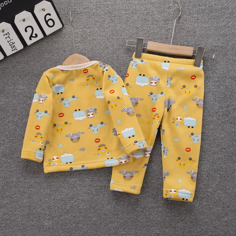 Пижамный костюм для мальчиков осенне-зимний из плотного вельвета хлопка с милым