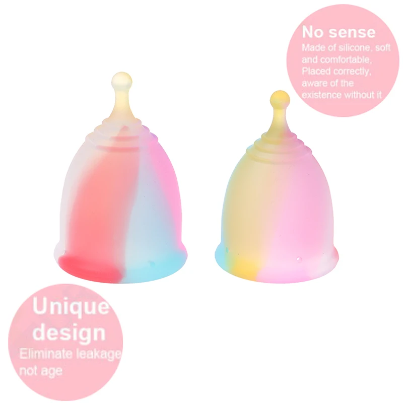 

1PCS Colorful Women Cup Silicone Menstrual Cup Feminine Hygiene Menstrual Lady Cup Health Care Period Cup