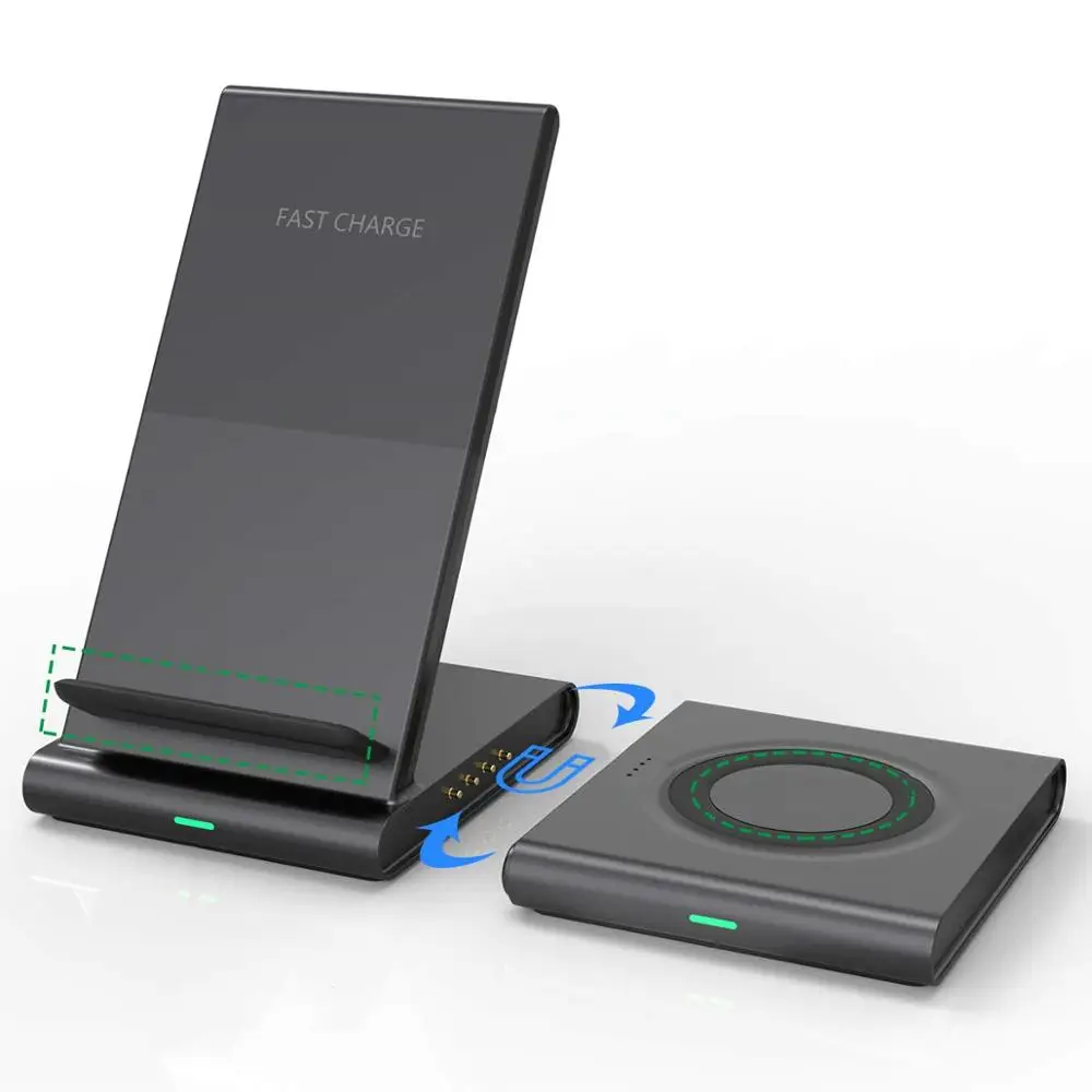Черный 10 Вт Qi Беспроводное зарядное устройство 2 в 1 зарядная док-станция для samsung S10 S9 S8 Galaxy Watch Buds gear для iPhone XS XR X 8 Airpods 2 - Цвет: Черный