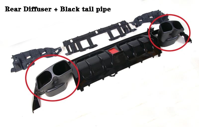 B Стиль PP материал бампер яркий черный задний диффузор выхлопная труба для BENZ C