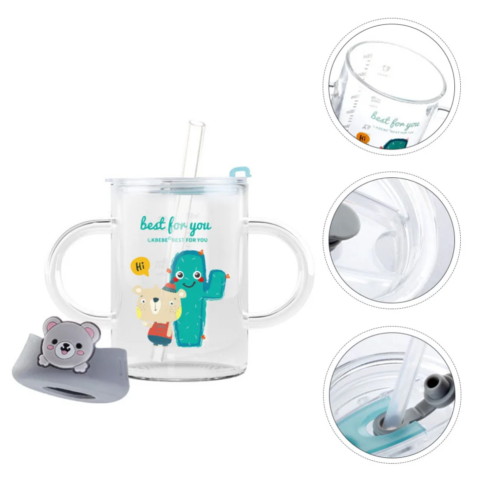 

1pc 250ml Baby Water Drink Cup Sippy Cup with Straw Lid 2HandlesTransparent